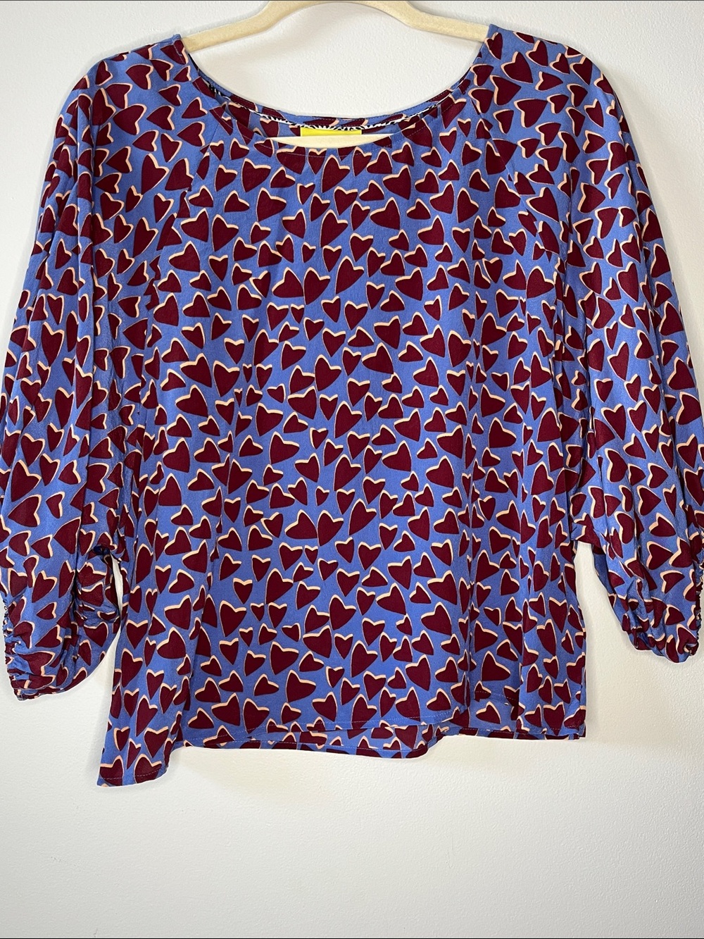 Anthro Maeve Silk Heart Kimono Top half sleeve 100% silk blouse Valentine’s Day
